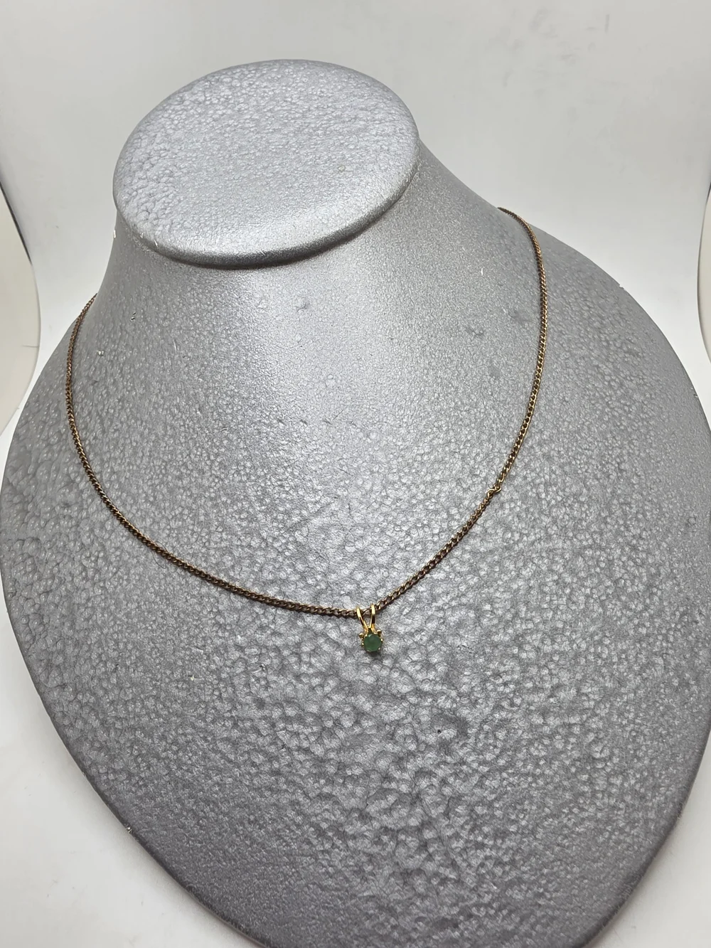 Delicate Gold Chain Necklace with Green Gem Pendant